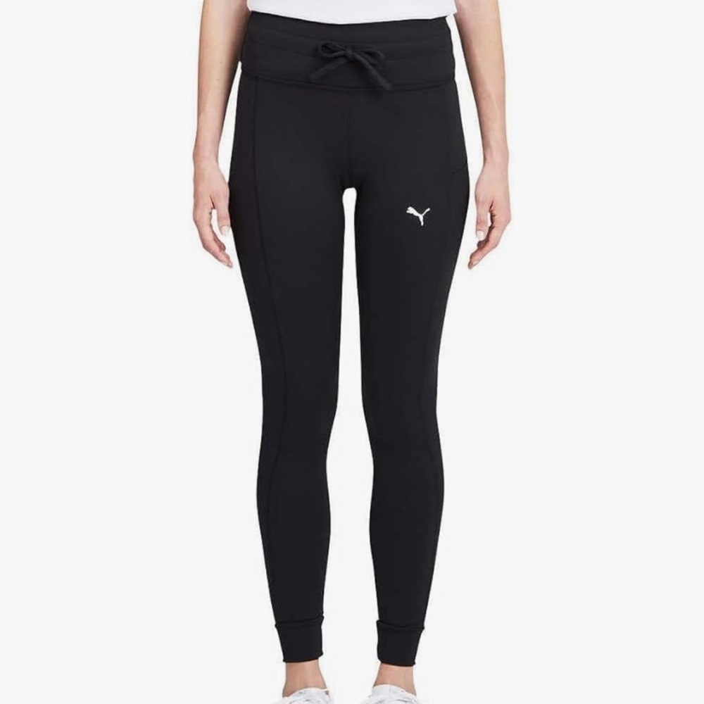 Puma Women's Black Fusion Pocket Tight Athletic Logo Legging Joggers S